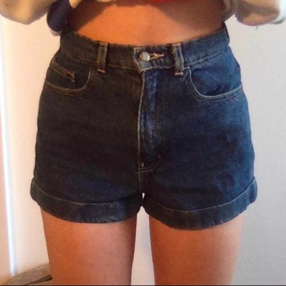 American Apparel Denim High-waist Cuff Short